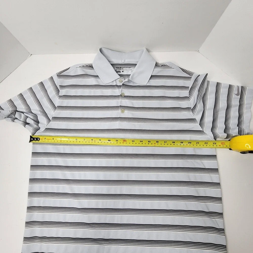 Nike Dri-FiT Standard Golf Polo Shirt Men's Large Striped light Blue Gray